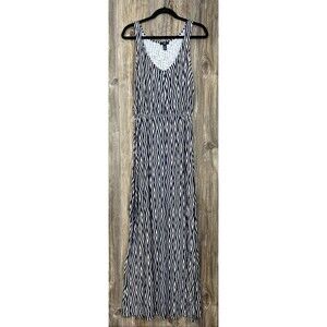 Gap Maxi Dress Small Navy Blue/White Diamond Print Casual Summer Beach Going-Out